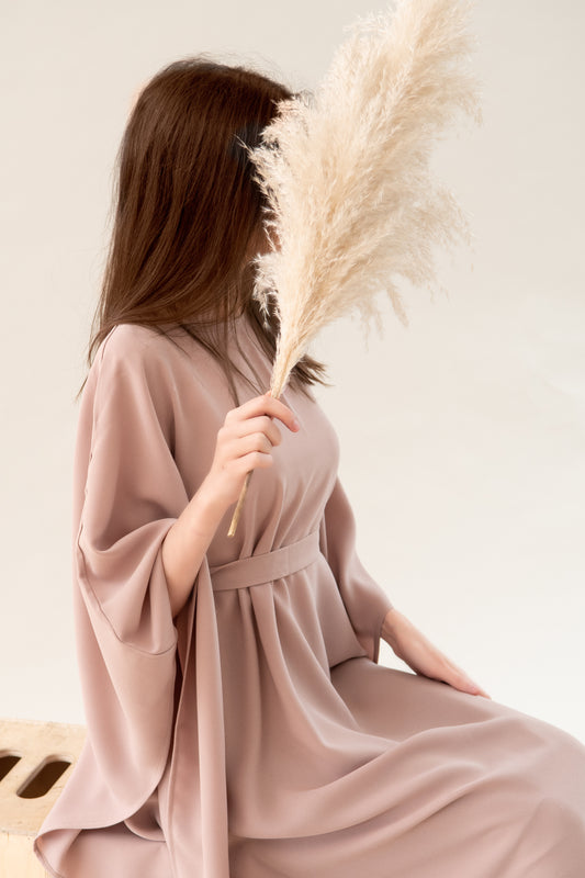 Farrah Crepe Kaftan - Blush taupe
